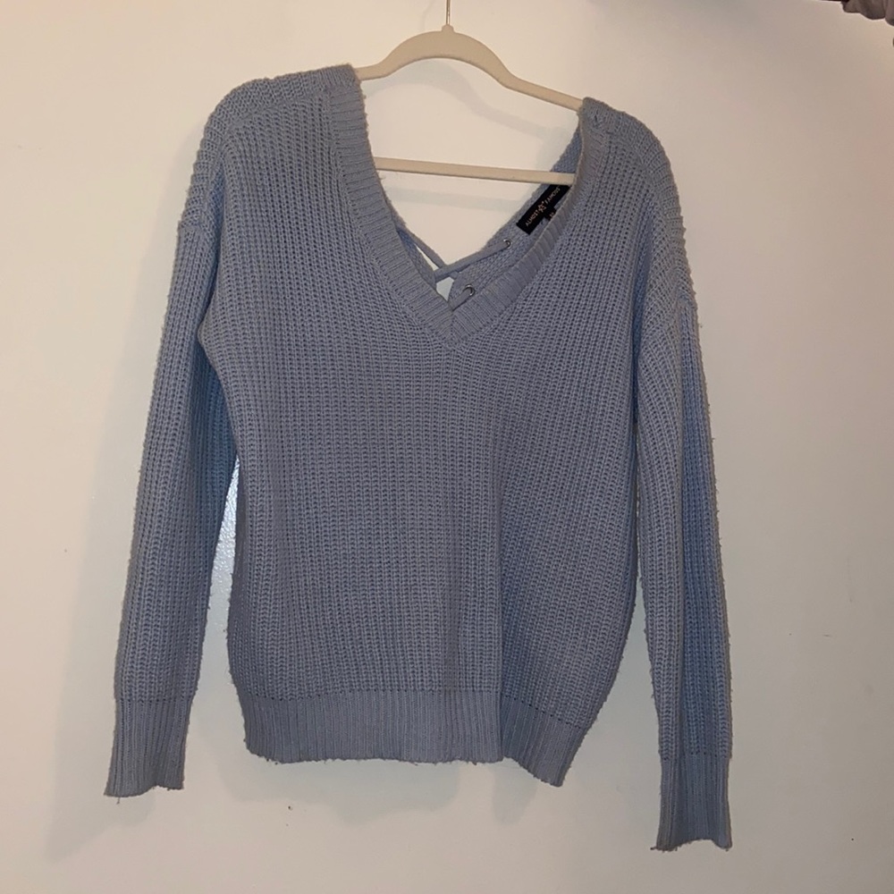 Light blue knit sweater shirt